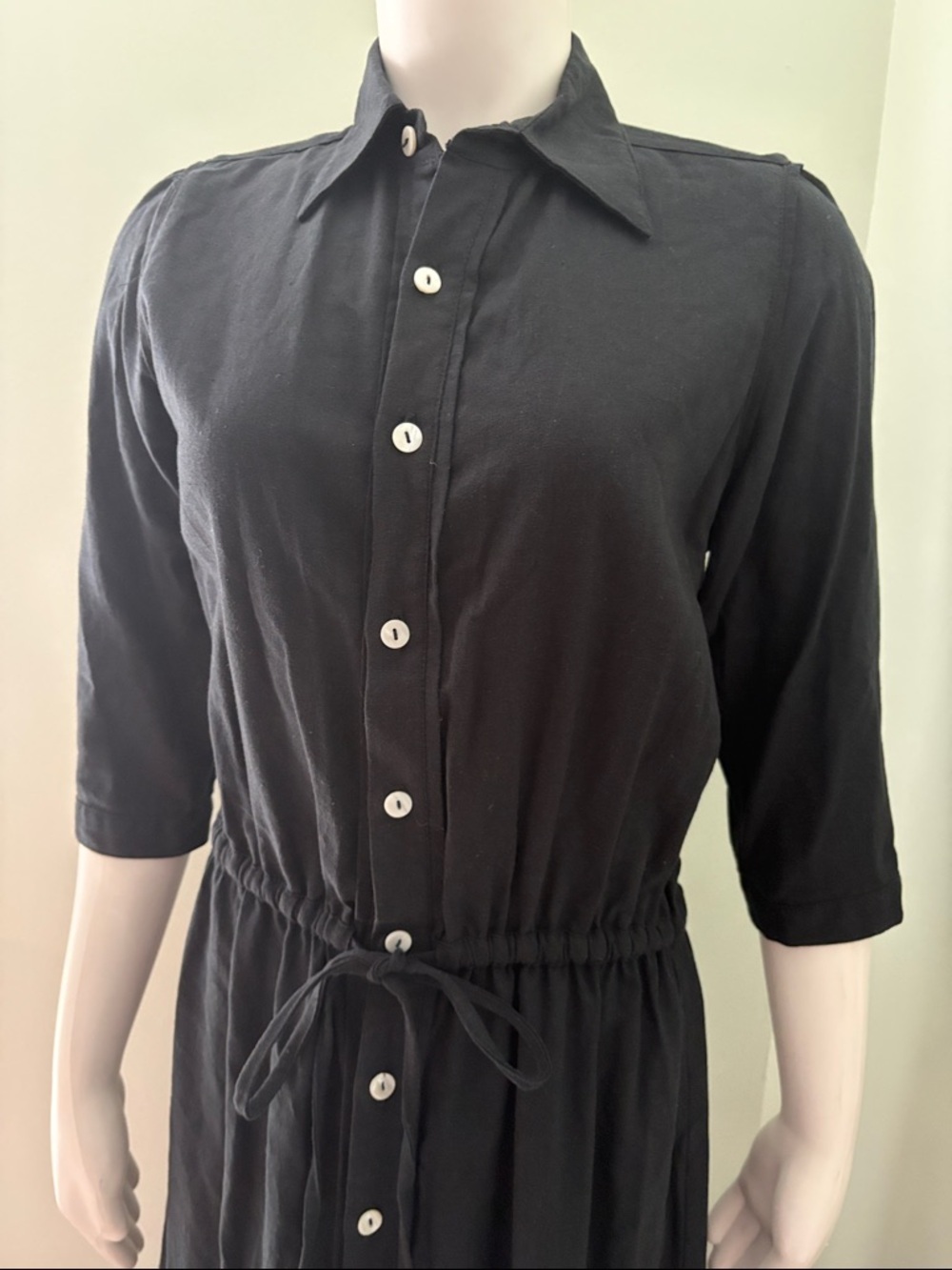 SOLe Button Front Black Midi Dress Medium - Picture 3 of 6